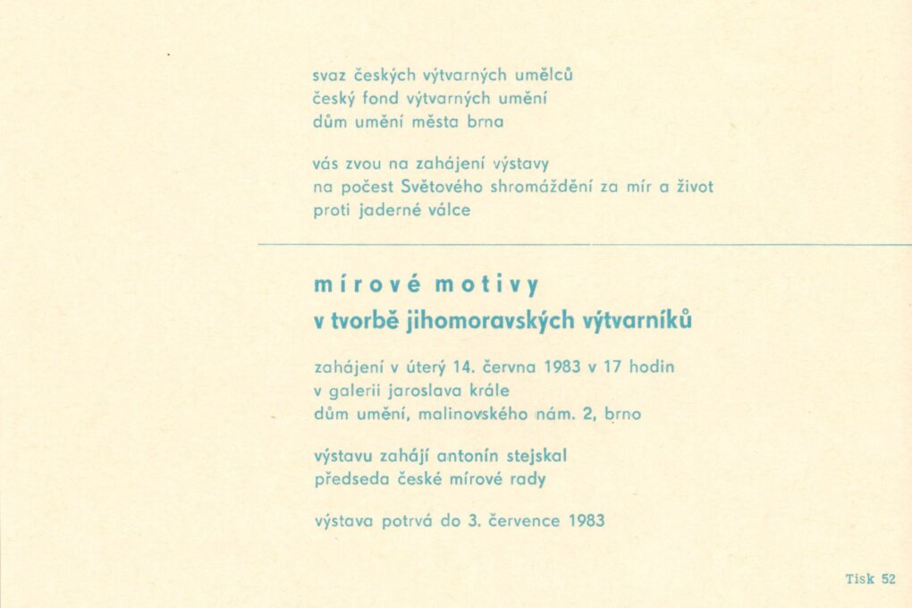 Mírové motivy v&nbsp;tvorbě výtvarníků Jihomoravského kraje